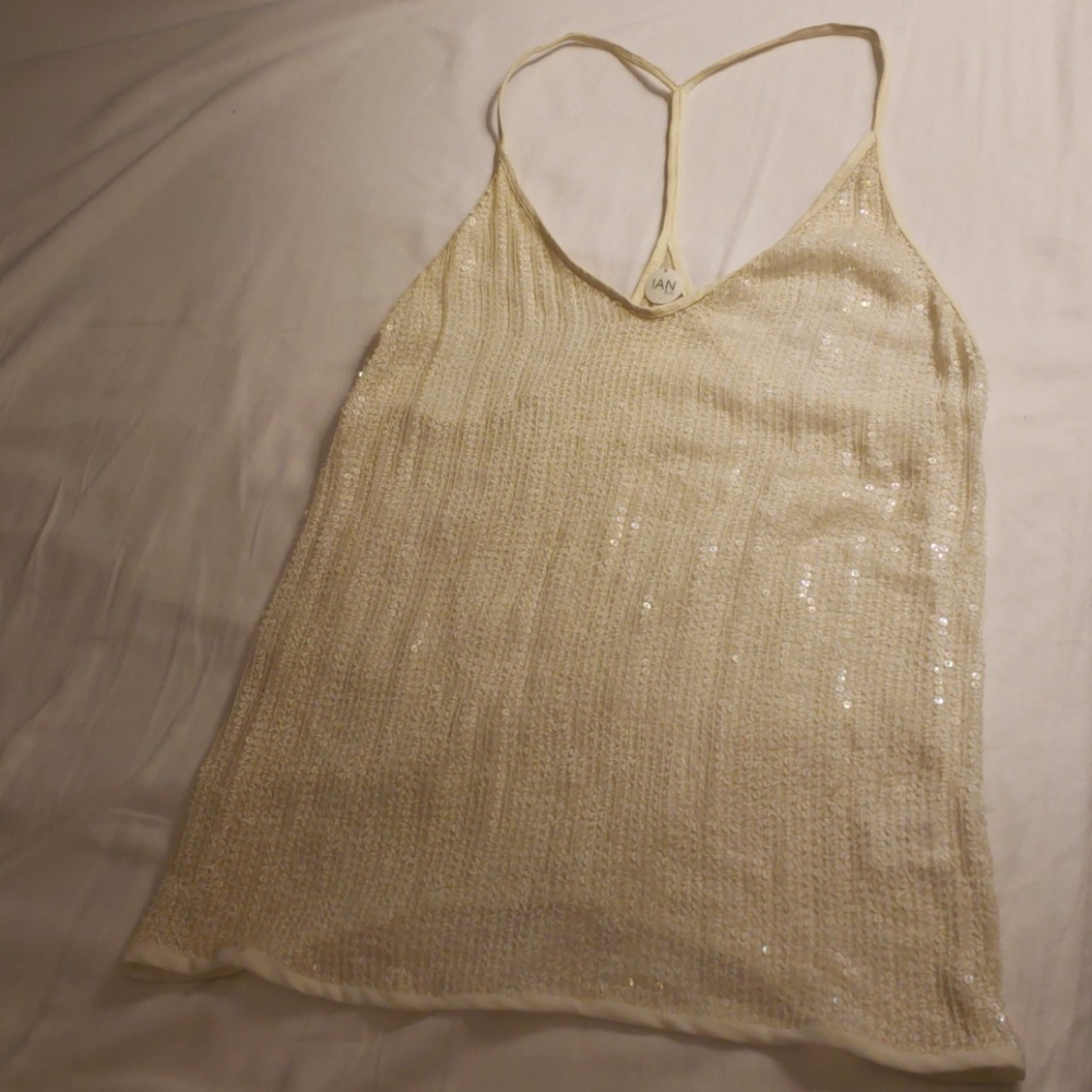 BEAUTIFUL racerback silk sequined tank sz XS